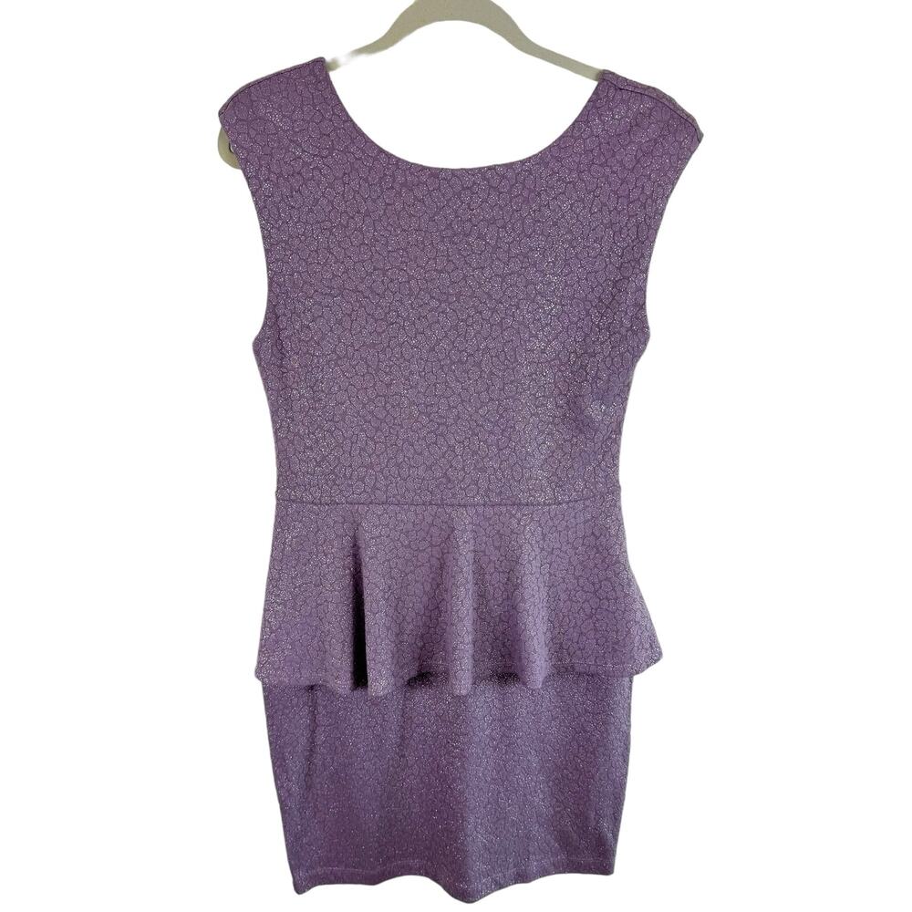 Bar III Purple Lavender Shimmer Sleeveless Peplum Knee Length Stretch Dress Sz L